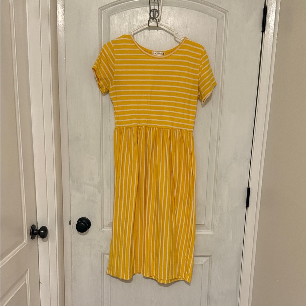 Tickled Teal brand Yellow Striped Dress